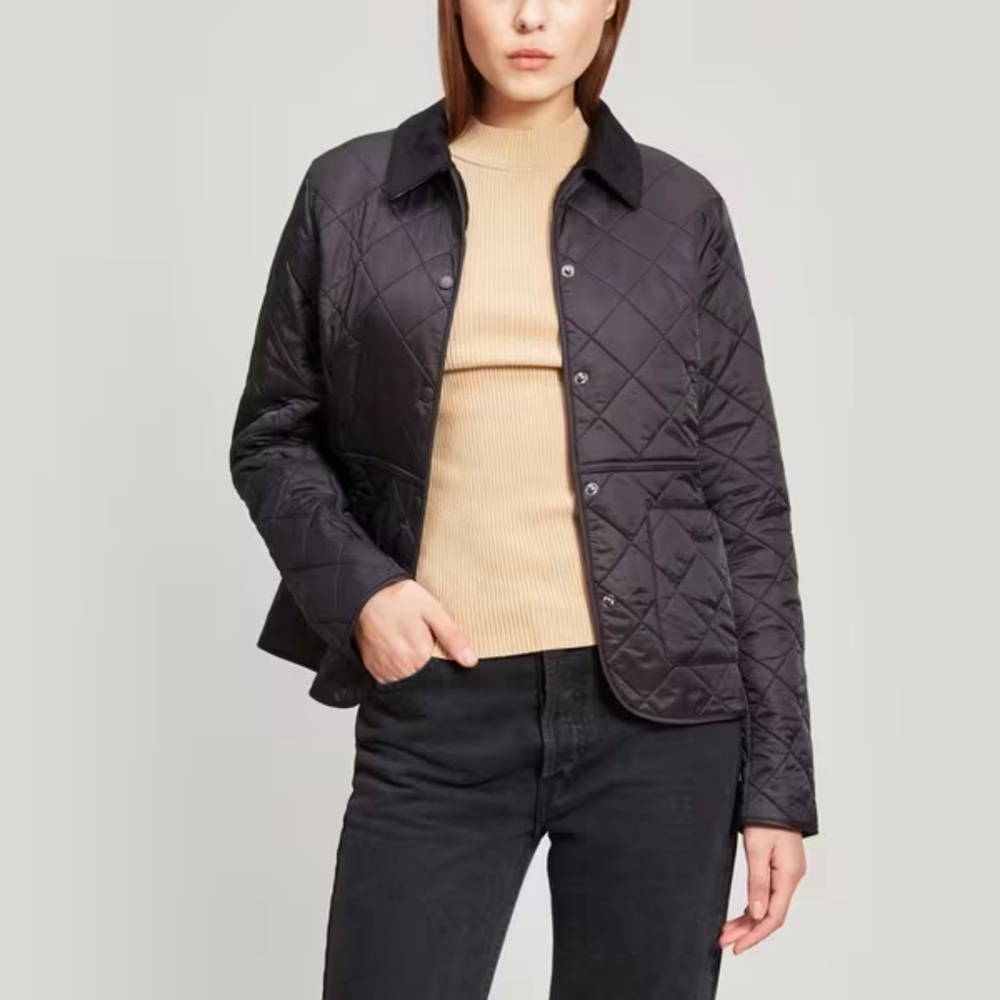 BARBOUR Deveron Quilted Jacket Sz 8 Black